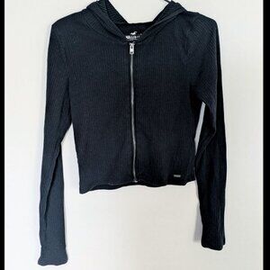 Hollister casual zip up cropped jacket size M black